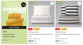 Alleen vandaag bij Wehkamp alle dekbedovertrekken 1+1 gratis.