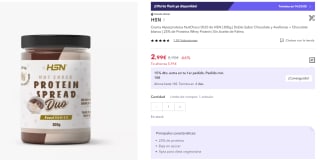 Crema Hiperproteica NutChoco DUO de HSN de 300gr por 2,99€