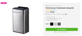 FlinQ Swing Prullenbak - Vuilnisbak met Sensor 60 Lt voor €99,99 bij flinqproducts