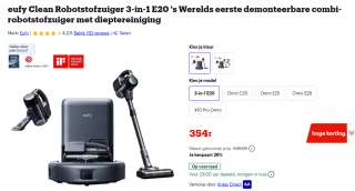 eufy Clean Robotstofzuiger 3-in-1 voor €354 bij Bol