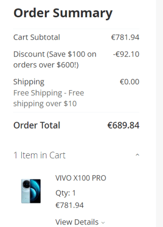 Vivo X100 Pro 5G Smartphone 12GB/256GB zwart voor €689 dmv code bij Gshopper