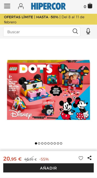 Lego Dots Manualidades 6en1 Mickey y Minnie Mouse por 20,95€.