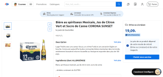 Pack de 12 bières Corona Sunset à 19,09€
