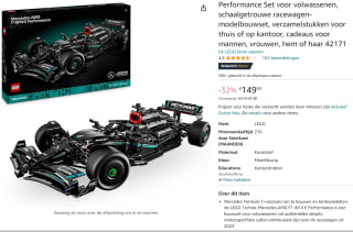 LEGO Technic 42171 Mercedes-AMG F1 W14 E Performance voor €149,99 bij Amazon
