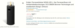 Enders Nova LED L Zwart Terrasverwarming voor €107,95 bij Amazon