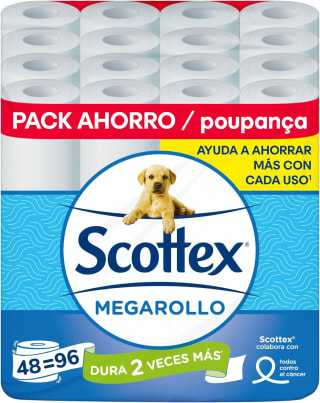 Scottex Papel Higiénico Megarollo doble rollo 48 unidades por 22,99€