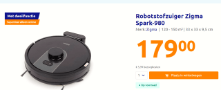 Robotstofzuiger Zigma Spark-980 met dweilfunctie voor €179 bij de Action.