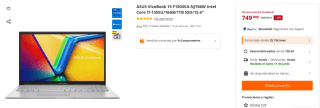 Portátil ASUS VivoBook 15 F1504VA-NJ766W Intel Core i7-1355U/16GB/1TB SSD por 749€