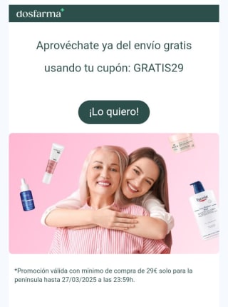 Envíos gratis en Dosfarma compra mínima de 29€