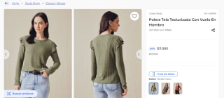 Polera Tela Texturizada Con Vuelo En Hombro por $11.990