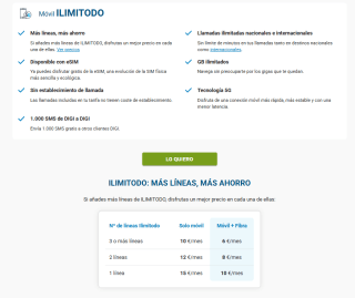 DIGI gigas ilimitados y llamadas ilimitadas por 6€