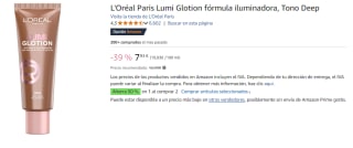 2 Unidades de L'Oréal Paris Lumi Glotion fórmula iluminadora, Tono Deep por 11.68€