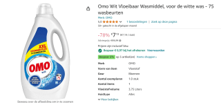 Omo vloeibaar wasmiddel wit XXL 75 wasbeurten voor €6,22 bij Amazon