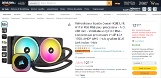 Refroidisseur liquide CORSAIR iCUE Link H115i RGB Liquid CPU Cooler - 280mm AIO à 121,51€