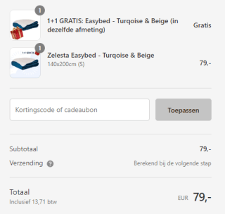 1+1 gratis op Easybed bij Zelesta