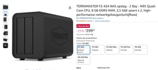 25%off TERRAMASTER F2-424 NAS opslag