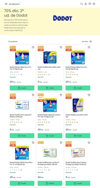 -70% en la Segunda Unidad de Dodot.