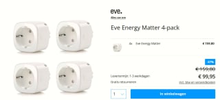Eve Energy Matter Smart Plug 4-pack voor €99,95 bij Tink