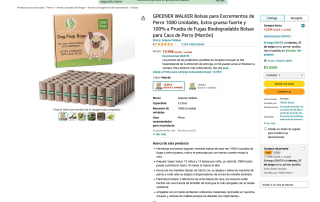 Bolsas para Excrementos de Perro 1080 Unidades Extra grueso fuerte y 100% a Prueba de Fugas Biodegradable por 17,99€