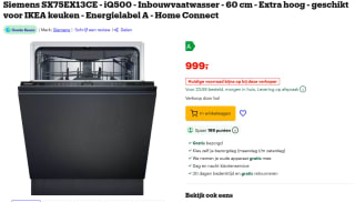 Siemens SX75EX13CE - iQ500 - Inbouwvaatwasser voor €999 bij Bol