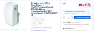 Tarrington House Mobiele Airconditioner voor €88,94 bij de Makro