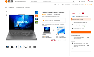 Lenovo Legion 5 15IAH7H Intel Core i7-12700H 16GB 1TB SSD RTX 3070 15.6" por 1.099€