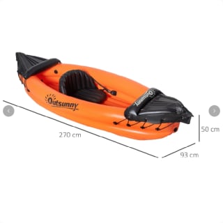 Outsunny Kayak Hinchable Canoa Kayak Inflable PVC con Remo Bomba de Mano y Kit de Reparación 270x93x50 a solo 34,90€