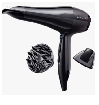 Remington Secador de Pelo Profesional Pro Air, Iónico, Cabello Sin Encrespamiento, 2300 W, Motor AC, 2 Concentradores, 1 Difusor, 3 Temperaturas, 2 Velocidades por 17.79€