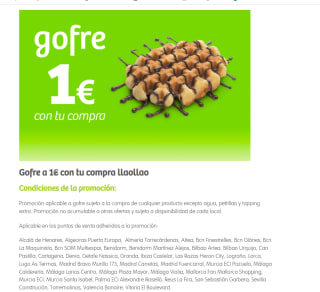 Gofre a 1€ con la compra de otro producto