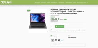 Portátil Lenovo V15 G4 AMN 82YU00TTSP Ryzen 5 7520U 16GB 512GB 15.6" por 399€