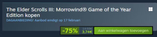 The Elder Scrolls III: Morrowind Game of the Year Edition voor €3,74 via Steam