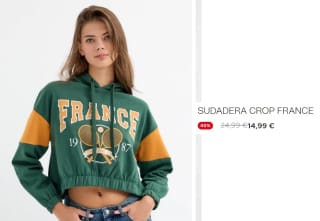 Sudadera Crop France para Mujer por 14.99€