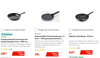 1+1 gratis op diverse pannen van bv Tefal, BK en meer bij Bol