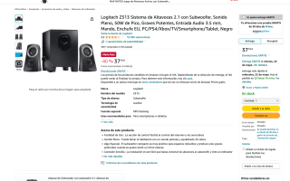 Sistema Logitech Z313 Altavoces 2.1 con Subwoofer por 37,18€