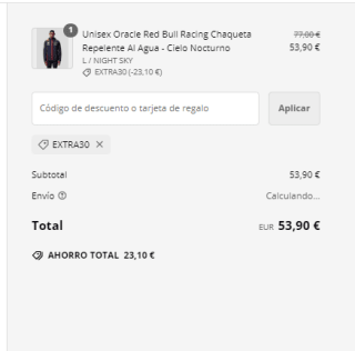 Unisex Oracle Red Bull Racing Chaqueta Repelente Al Agua por 53,90€