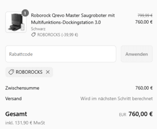 Roborock Q revo Master Robotstofzuiger,met dweilfunctie voor €760 dmv code bij Roborock