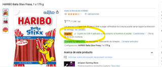 Marca Haribo Balla Stixx Fresa, 1 x 175 g por 0,99€