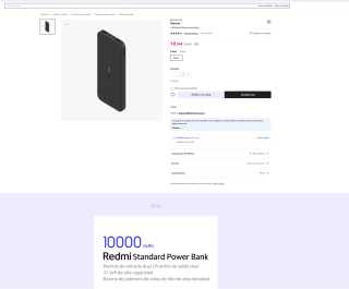 Redmi Power bank 10.000 mAh por 12,34€ (Nuevos usuarios 7,40€)