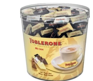 Surtido Mini Toblerone, contiene 113 unidades de 8g  por 18,28€