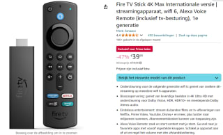 Fire TV Stick 4K Max 1e gen voor €39,99 via Amazon