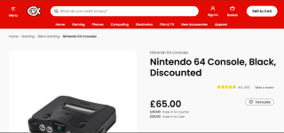 Nintendo 64 Console N64 + Controller (Black) – £65