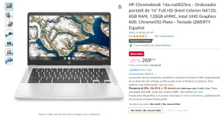 HP Chromebook portátil de 14" FHD (Intel Celeron N4120, 8GB, 128GB, ChromeOS) por 269.99€