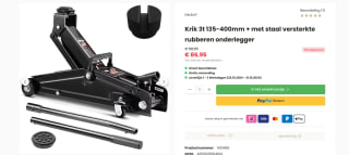 Hydraulische Krik 3 Ton 135-400mm + met staal versterkt rubber stootkussen voor €86,95 bij Deubaxxl