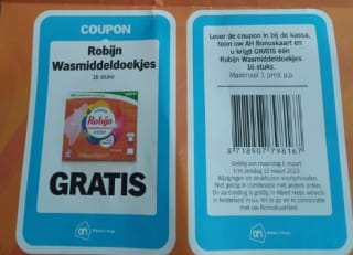Robijn Wasmiddelendoekjes color 16 wasbeurten gratis bij de AH