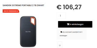 SanDisk Extreme Portable 2TB - SSD voor €106,27 bij Caps