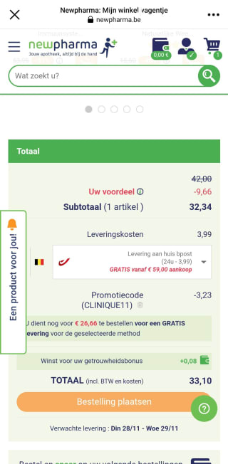 10% korting op Clinque producten bij Newpharma