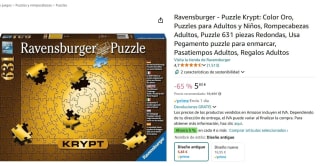 Puzzle de 631 Piezas, marca Ravensburger Krypt Gold, por 5,83€