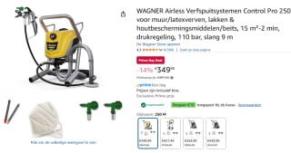 WAGNER Airless Verfspuitsystemen Control Pro 250 M voor €349,99 met Amazon prime