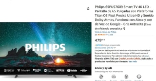 Philips 65PUS7609 Smart TV 4K LED por 479€