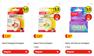 1+1 gratis op Alpine gehoorbescherming bij Kruidvat